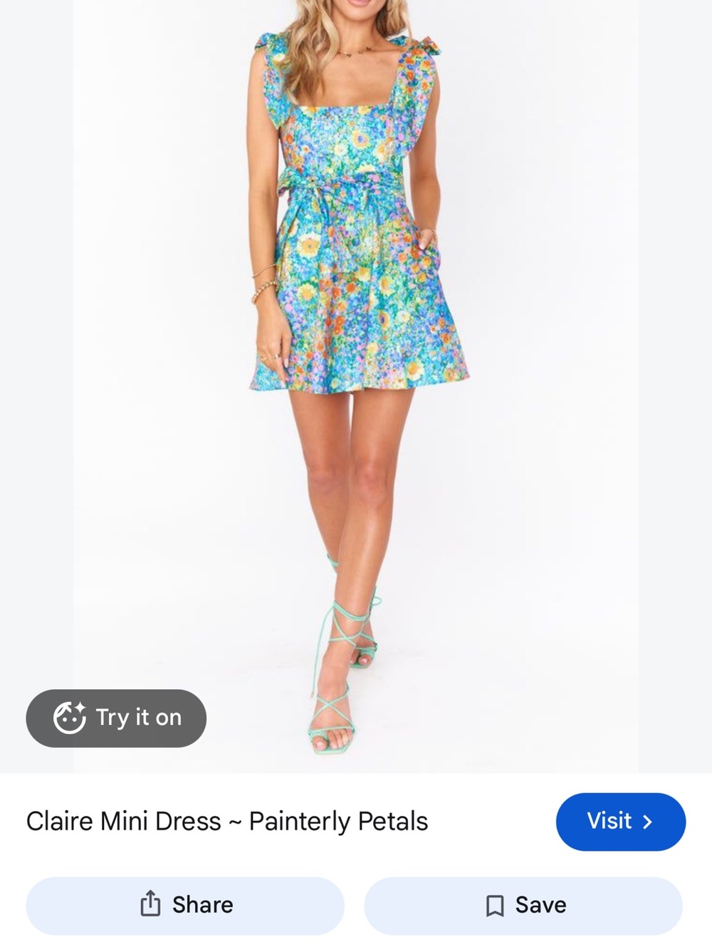 Show Me Your MuMu Painterly Petals Mini Dress — Blue & Yellow Floral